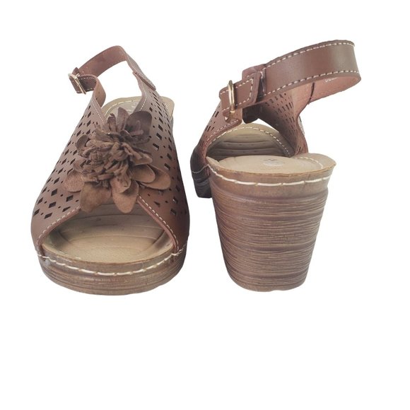 Patrizia by Spring Step, Ollevo Brown, Open Toe Sling Back Heeled Sandal, Sz 10 - Picture 7 of 8